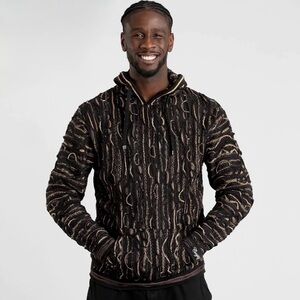 Coogi Nightfall Knit Sweater Hoodie Adult L Mercerized Cotton Hooded Full Zip